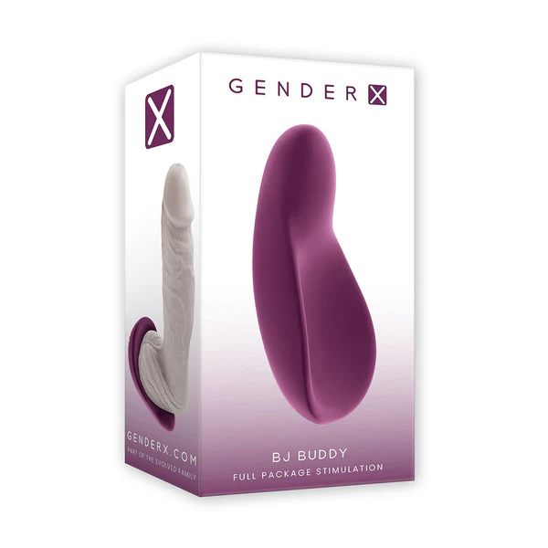 Purple gender x bj buddy inside packaging.