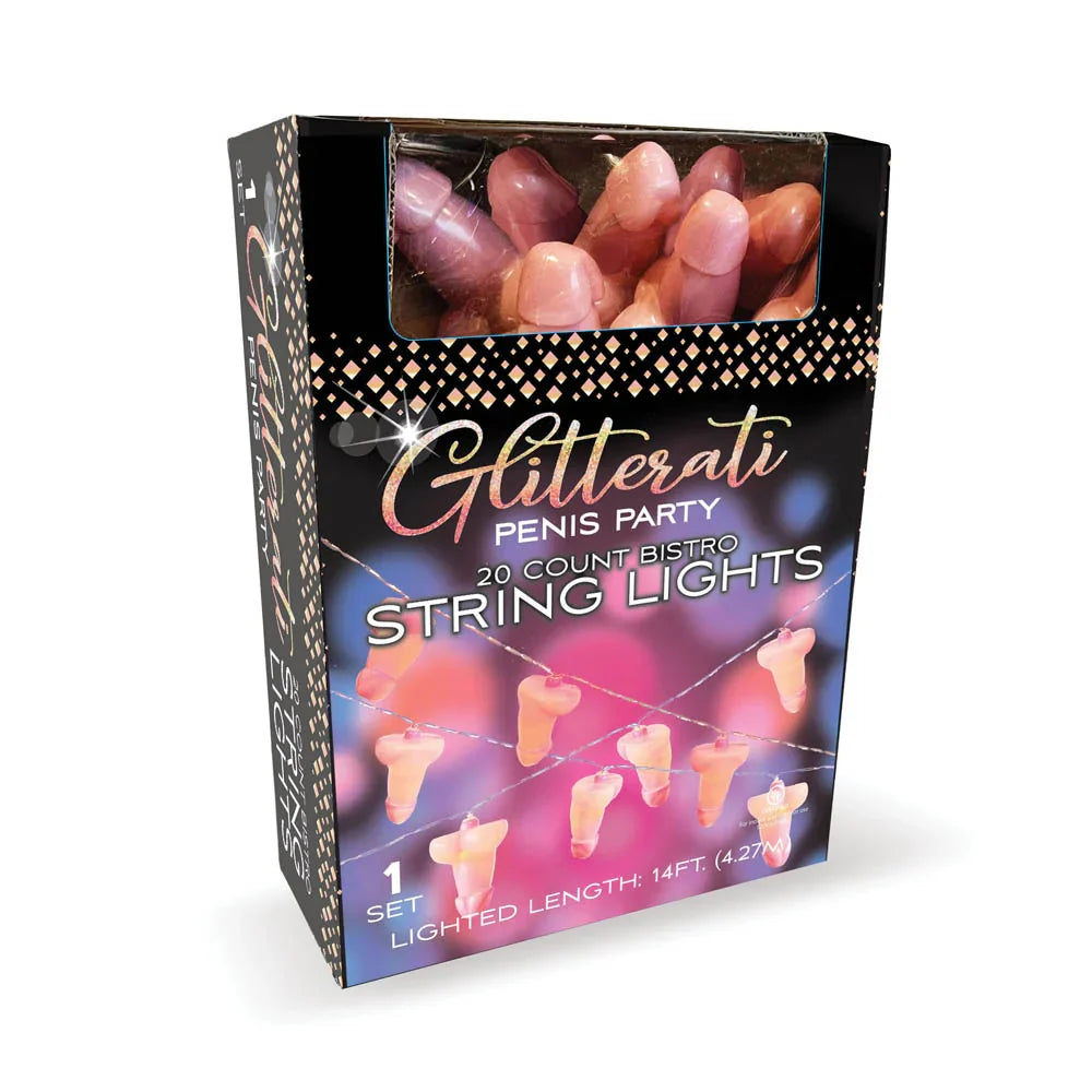 Glitterati penis party bistro string lights 14ft in packaging