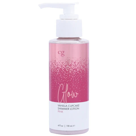 personal bottle of massage lotion with shimmer pink vanilla cupcake scent