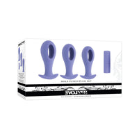Purple hole punch anal vibrating plug set inside packaging.