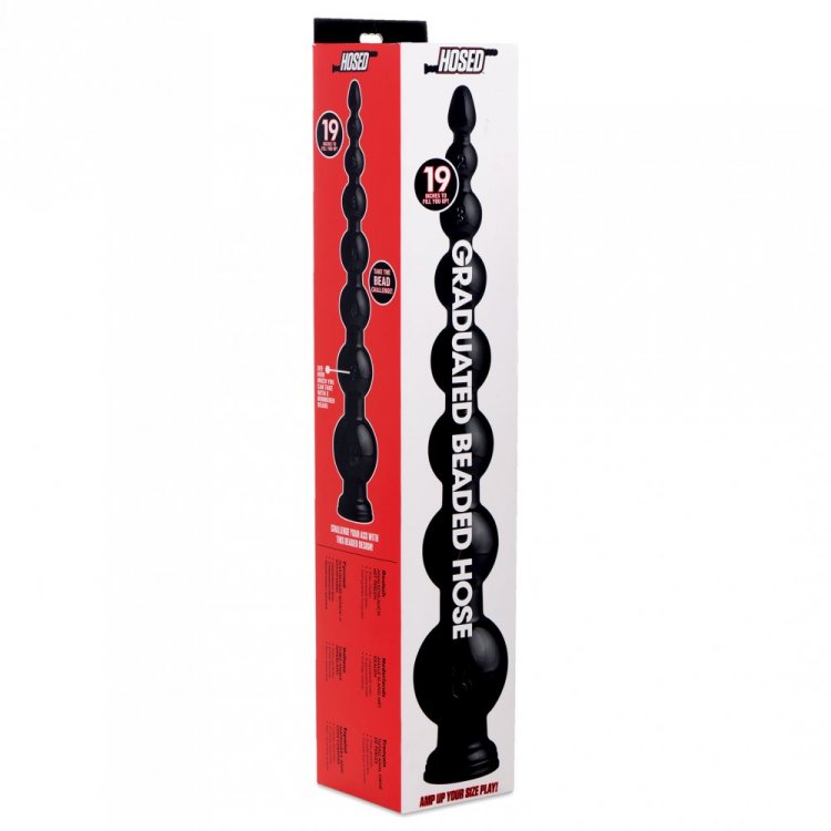 Black beaded anal snake 19'' inside packaging.