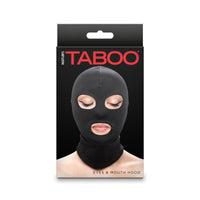 Black taboo eyes & mouth hood inside packaging.