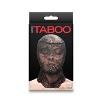 Black taboo lace hood full coverage inside packaging.