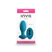 Teal INYA vibrating anal plug inside packaging.