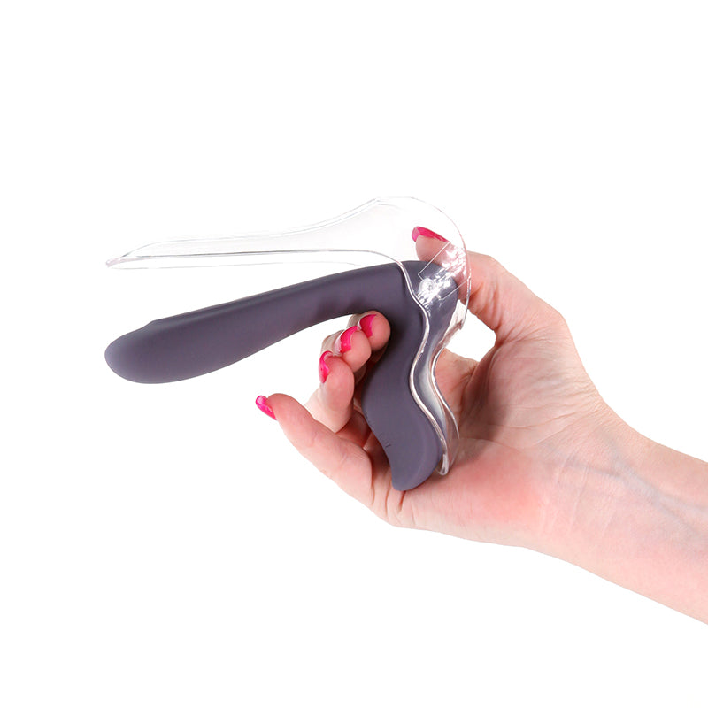 Gynovibe speculum purple vibrator example photo.