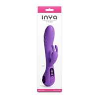 Purple Inya dual stimulation vibrator inside packaging. Featuring digital display.