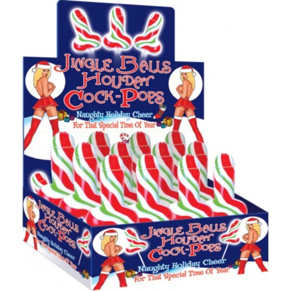 jingle balls holiday cock pops edible candy 12pc in display box