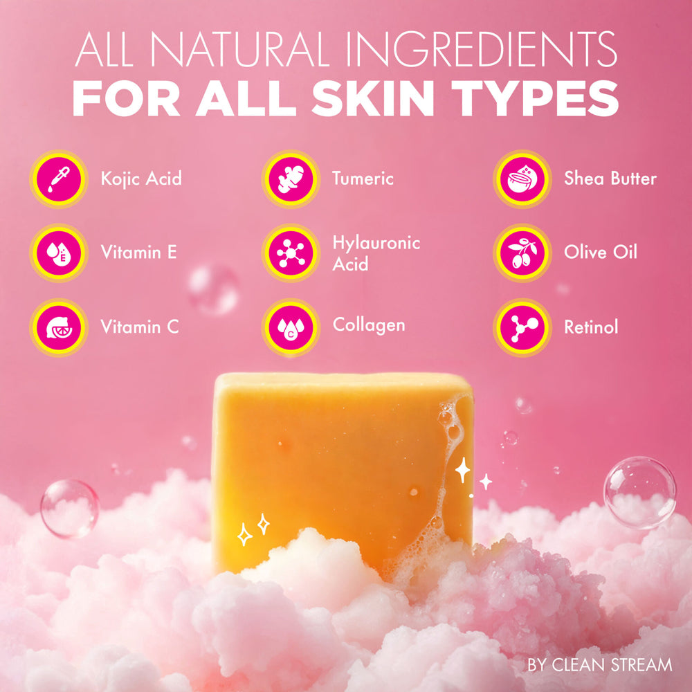 Kojic acid brightening soap information photo.
