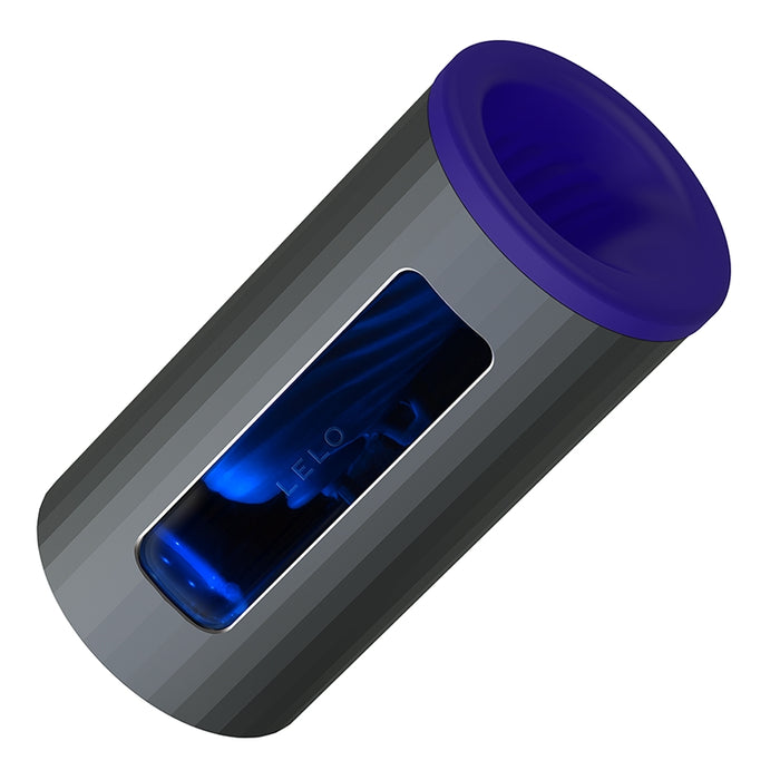 Image shows the blue make masturbator with a hard silver shell and a light up screen 