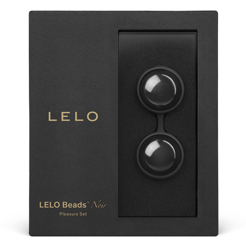 black lelo kegel beads in box packaging