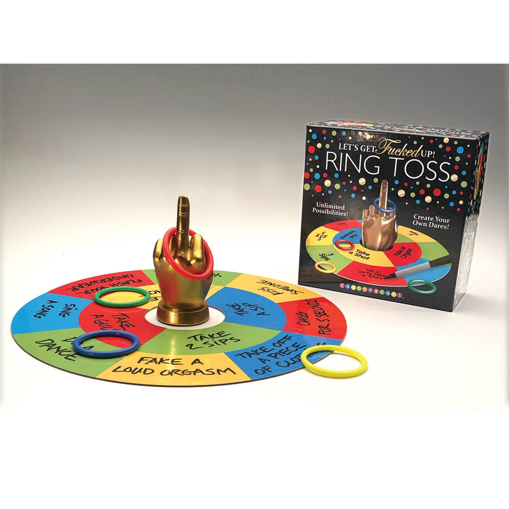 Lets get fucked up ring toss game beside packaging