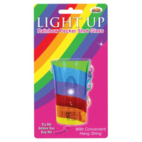 Light up rainbow pecker shot glass in packaging