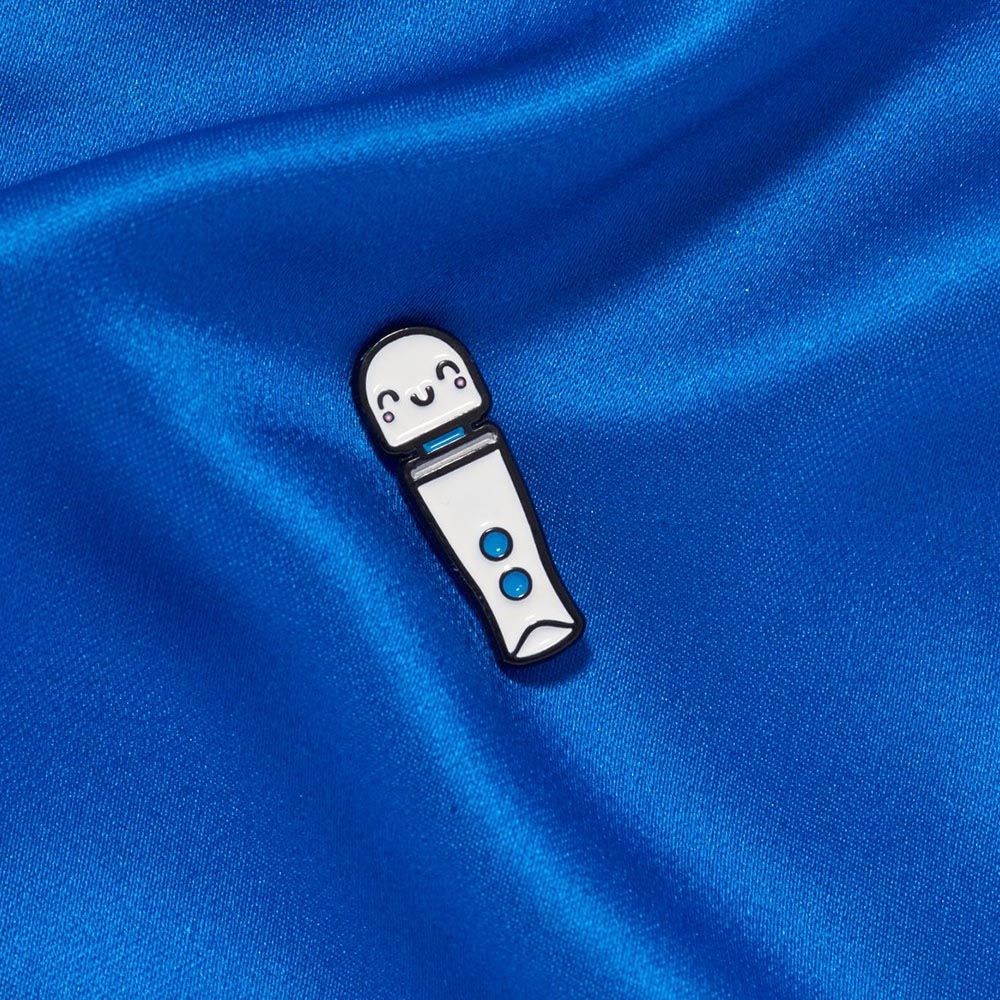 Blue white and black Magic wand kawaii micro pin photo.