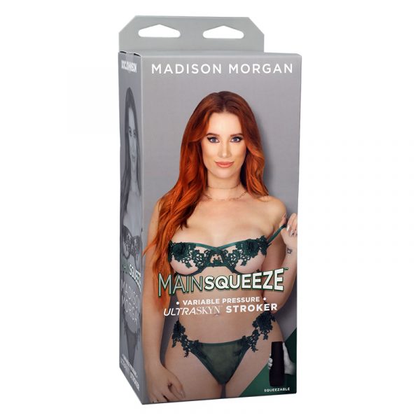 Grey packaging with Madison Morgan posed on the front wearing green lingerie
