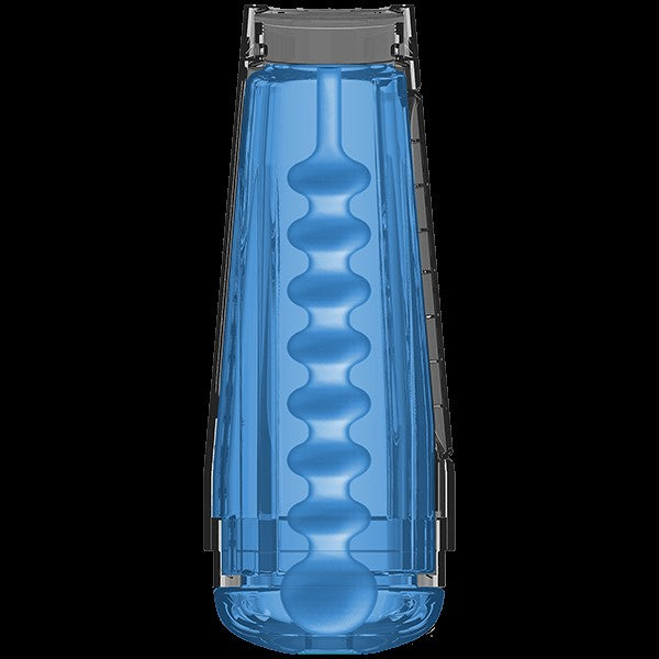 Image shows the internal structure of the blue masturbator 