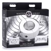 Silver metal ball stretcher strap inside packaging.
