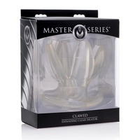 clear expanding anal dilator clawed inside packaging.