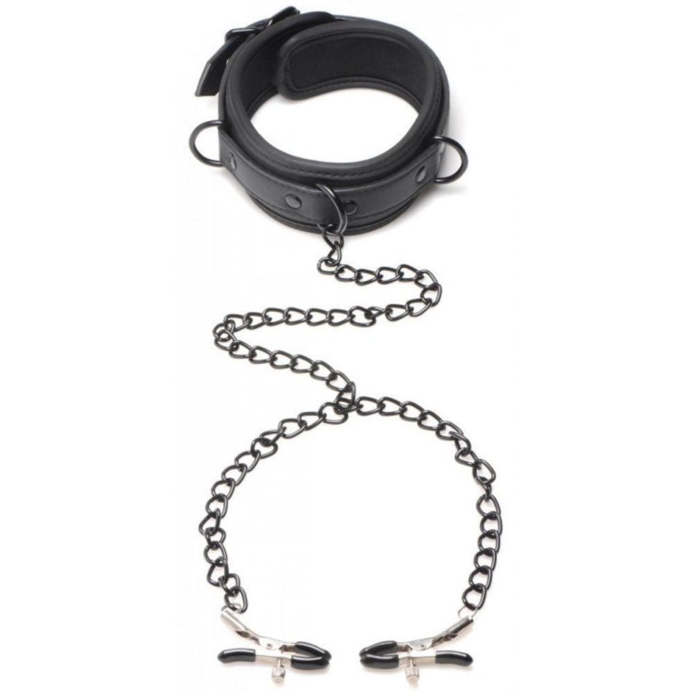 Black collar and nipple clamps example photo.
