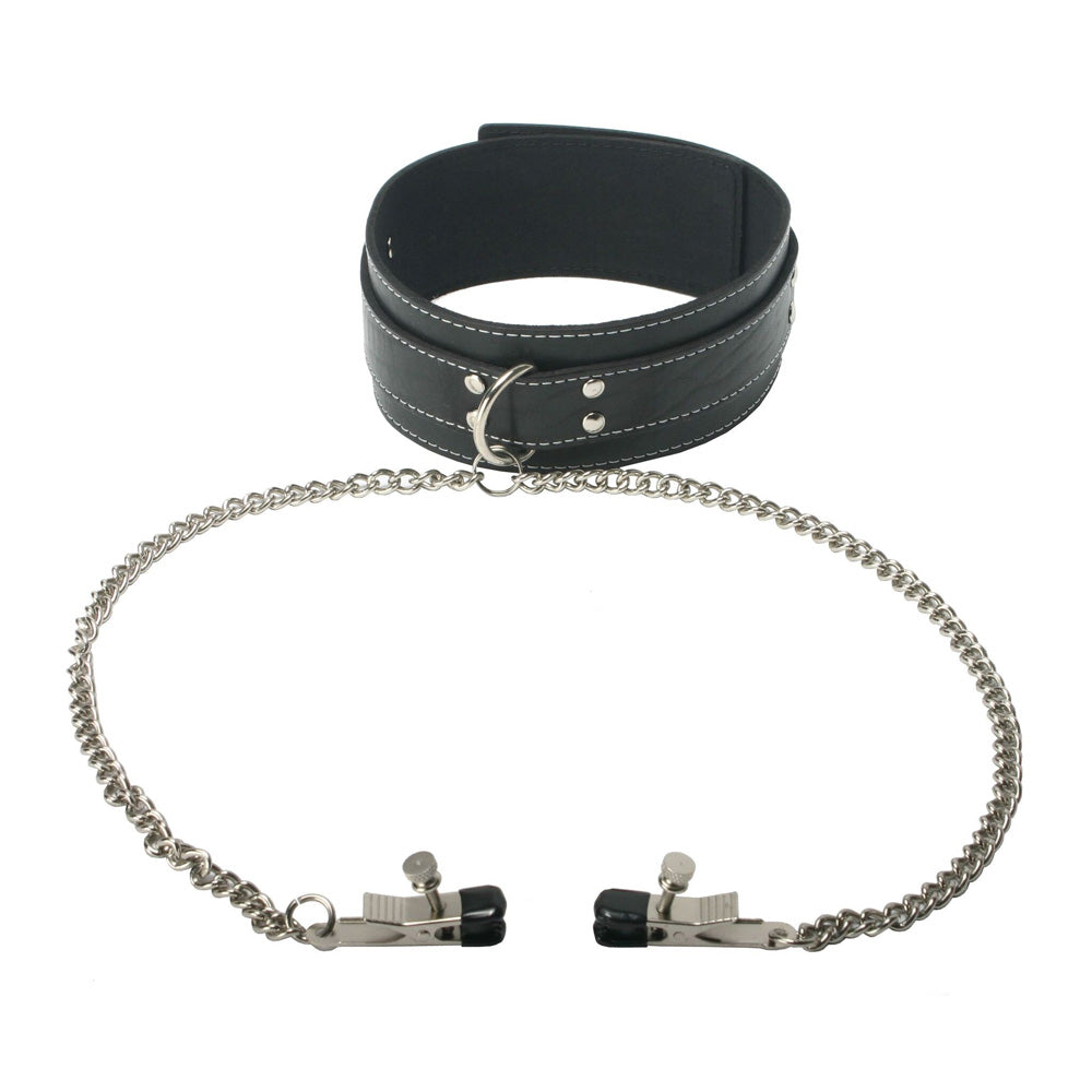 Black slave collar & clamps example photo.