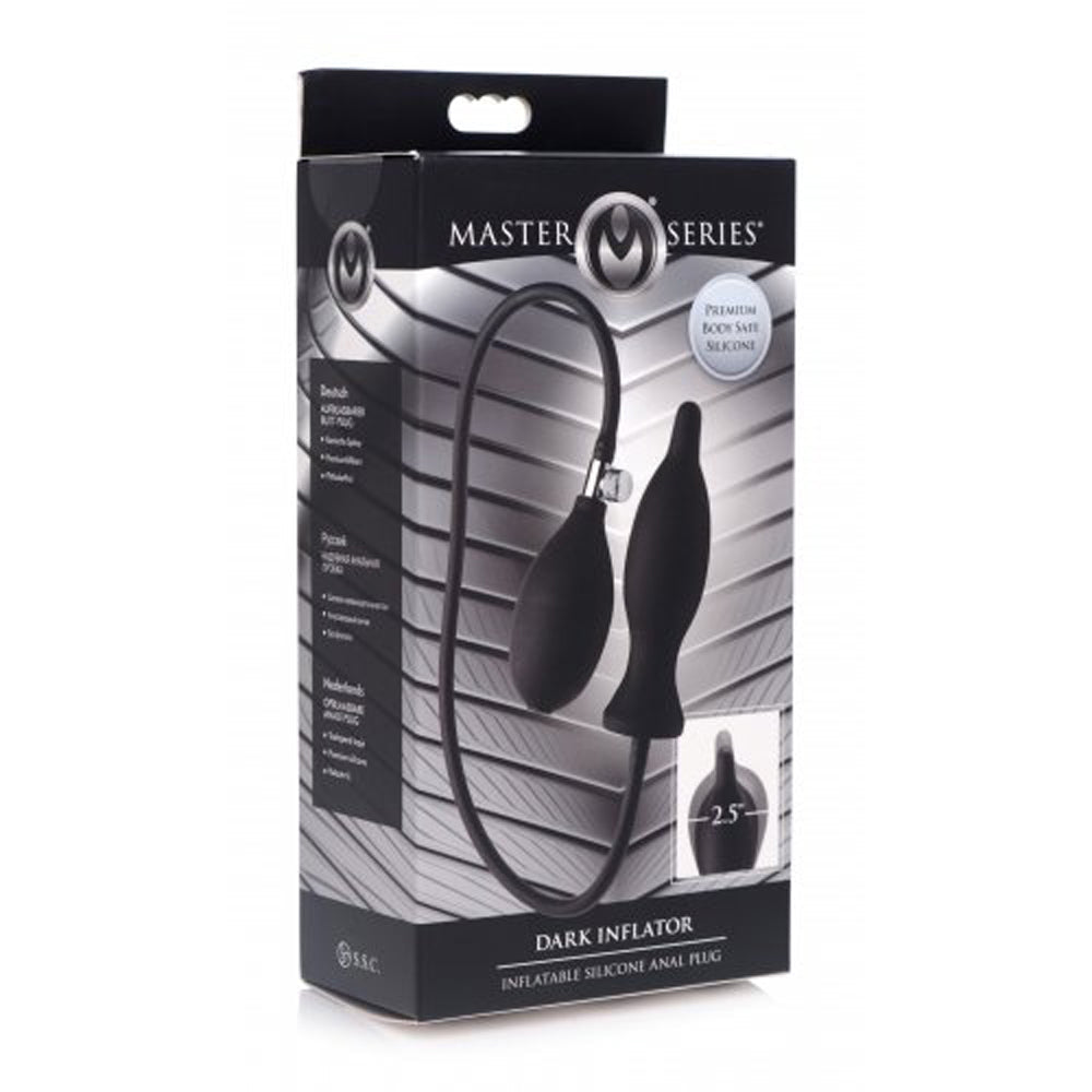 Black dark inflator inflatable silicone anal plug.