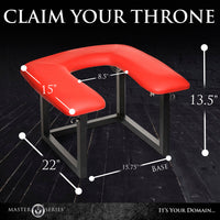 Queening chair face rider measurement photo.