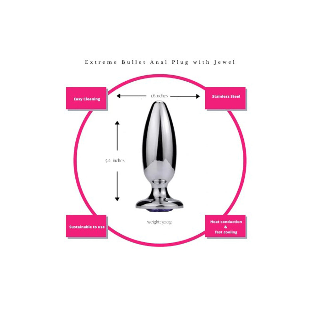 Extreme Bullet Anal Plug Onyx Jewel by Pink Elephant