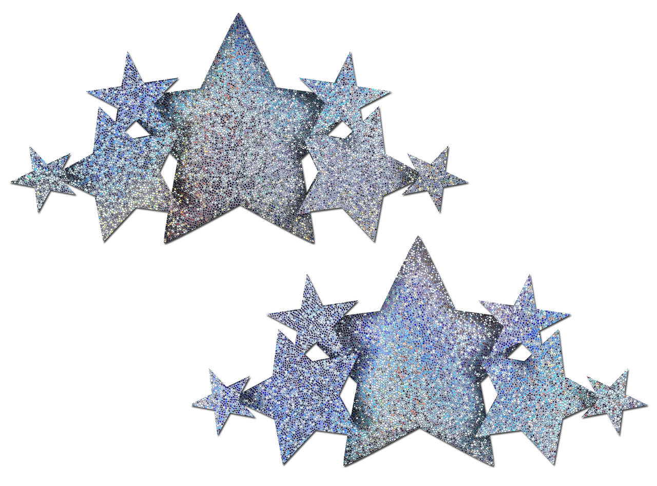 Silver Glitter Stars Demi Pasties by Pastease