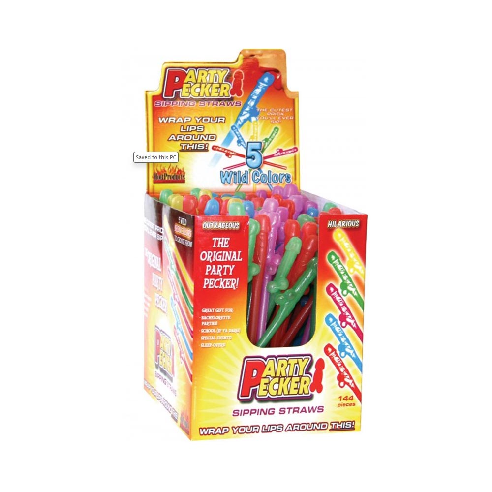 Multi colored Party pecker sipping straws 144pcs in packaging