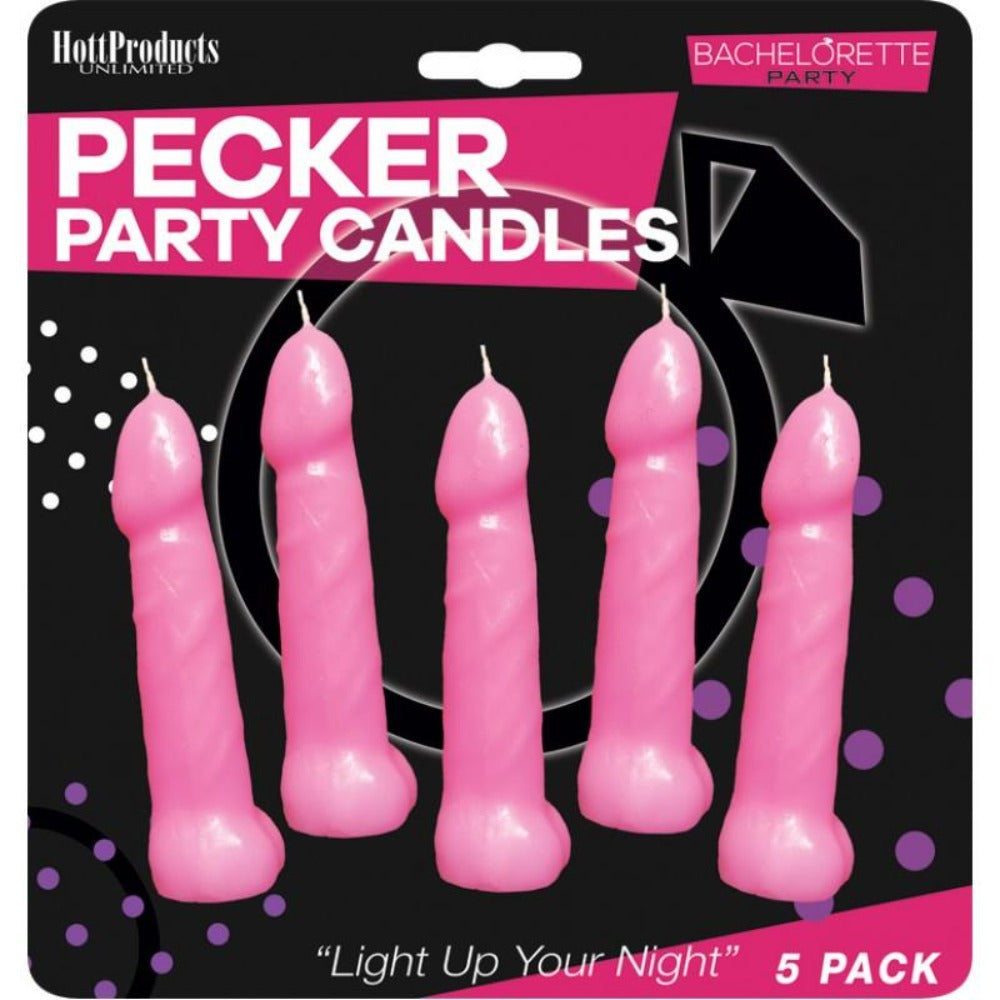 Pecker party candles pink 5 pack in packaging