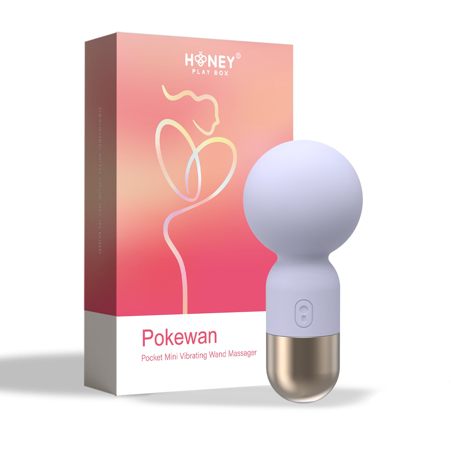 White mini vibrator wand beside box