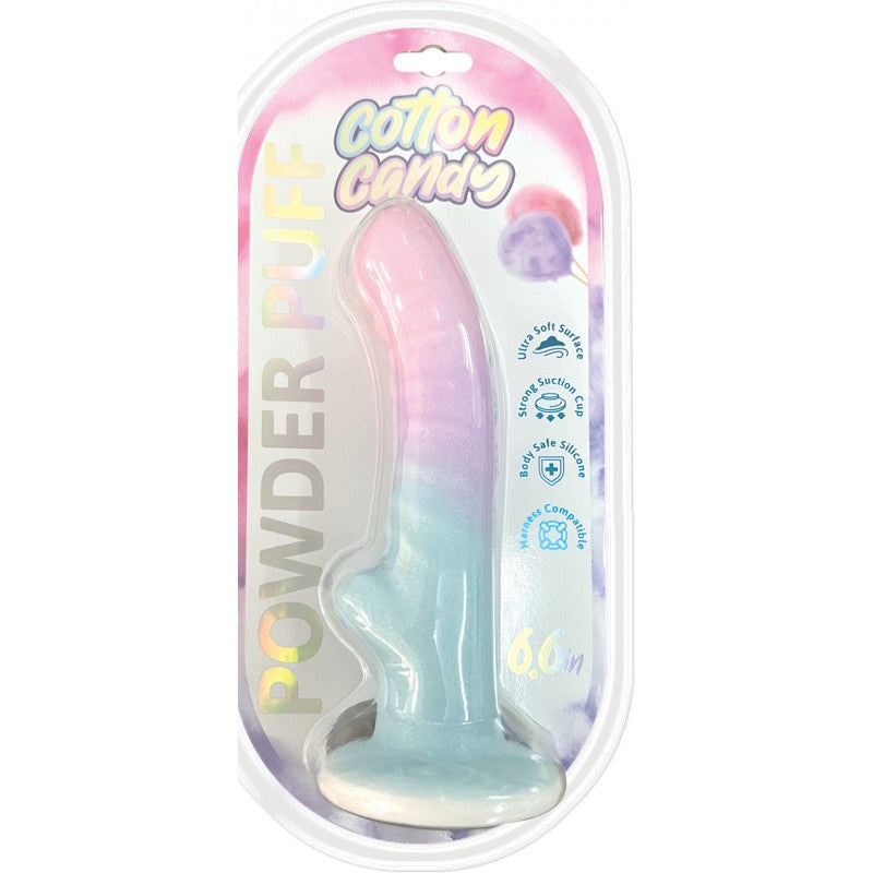 Powder puff cotton candy 6.6'' suction cup dildo in packaging