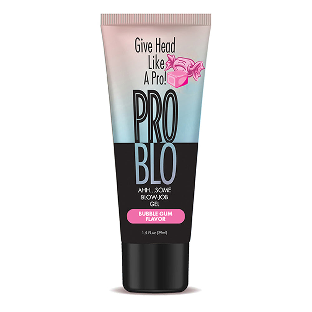 Problo bubble gum flavored blow job gel featuring a 1.5oz tube of oral lubricant.