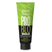 Problo wild untamed pleasure oral pleasure salivating gel sour green apple flavored gel lubricant featuring a 1.5oz tube with swinging lid.