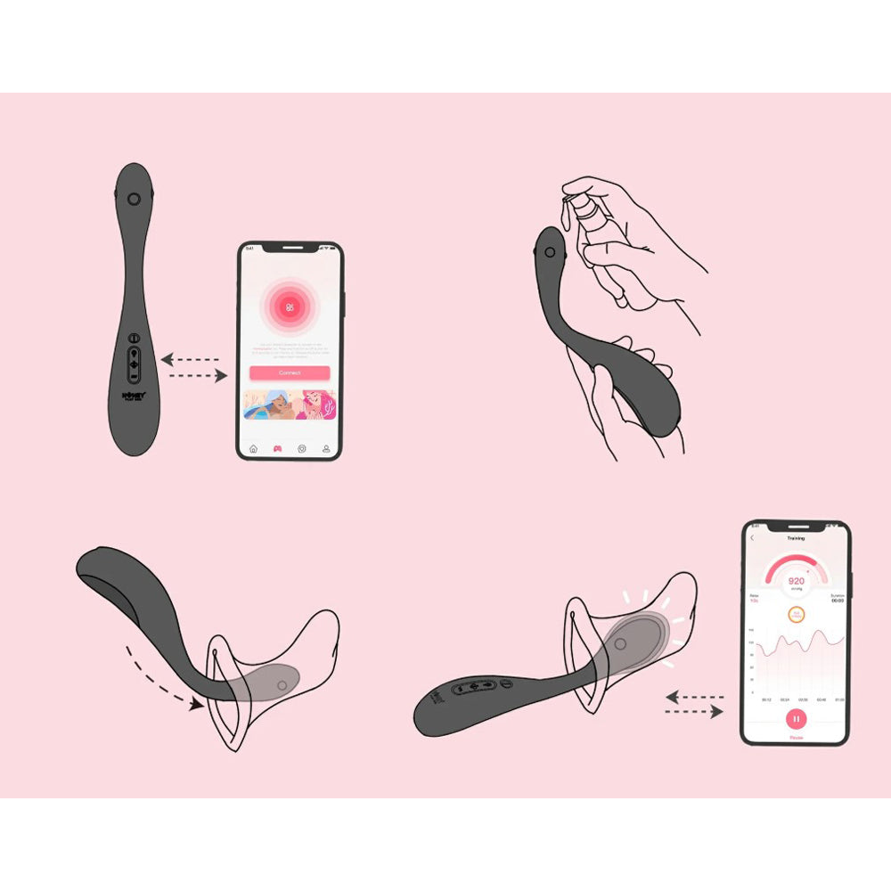 Black inflatable Kegel trainer instructional photo