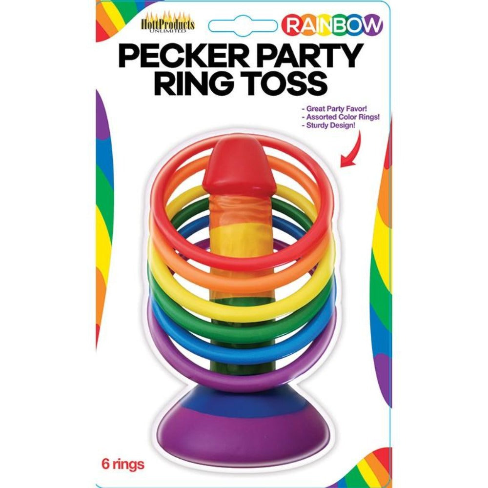 Rainbow pecker party ring toss game in packaging