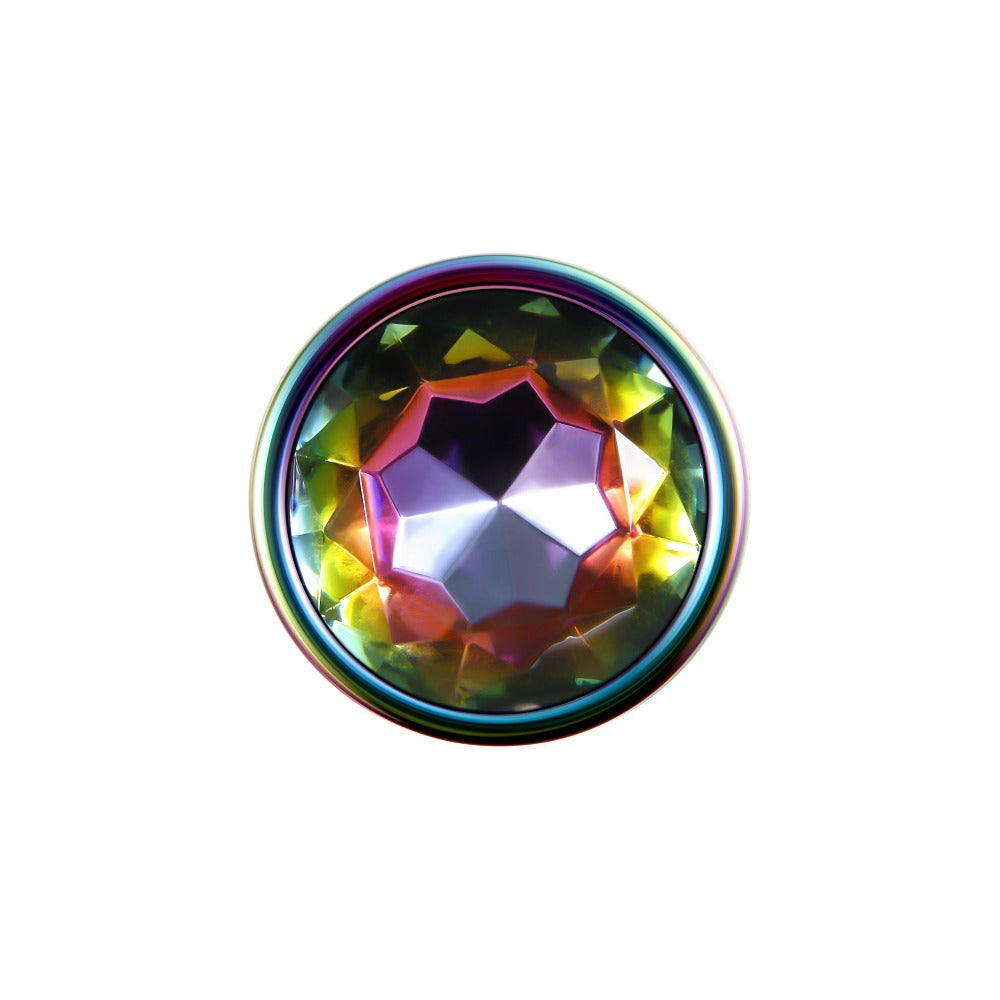 Metal large rainbow plug with gem on bottom example photo.