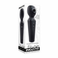 Black rainbow sucker vibrator inside packaging.