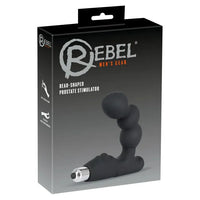 bead shaped curved prostate massager with vibrating bullet on box