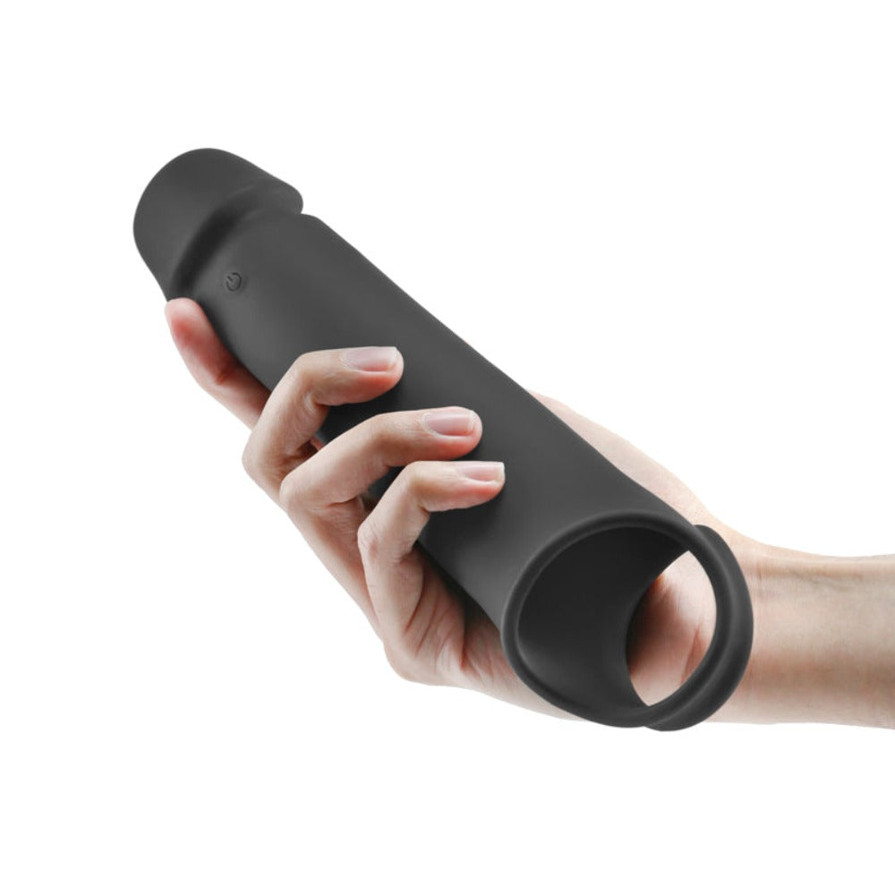 Black brute vibrating penis extension example photo.