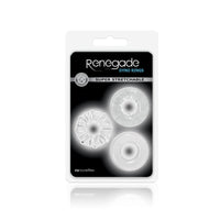 Clear dyno cock rings 3pk inside packaging.