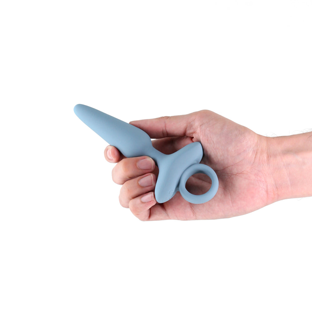 Maverick grey vibrating anal plug with finger ring example photo.