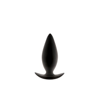 Medium Black spade anal plug featuring T shaped handle example photo.