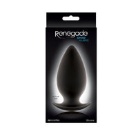 Renegade XL black anal plug inside packaging.