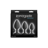 Black triple ace 3 sizes anal plug kit inside packaging.