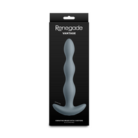 Grey vantage vibrating anal beads inside packaging.