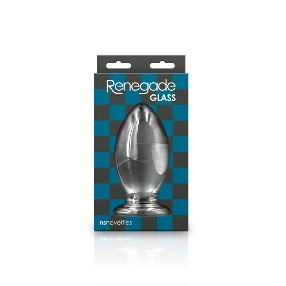 Clear Bishop anal plug inside packaging.