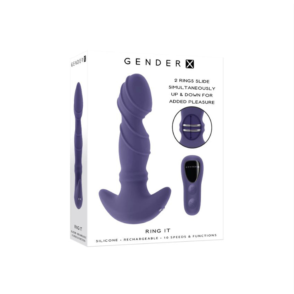 Purple ring it vibrating anal plug inside packaging.