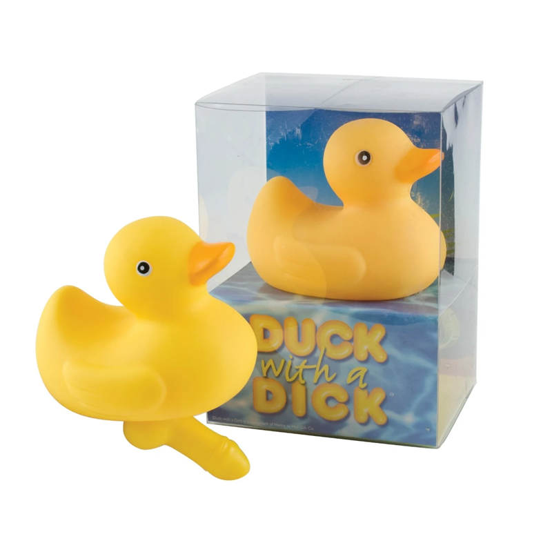 Yellow rubber duck with a dick inside packaging photo