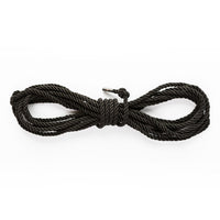 Black silky bondage rope example photo.
