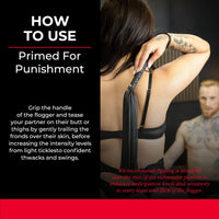 Leather faux flogger instructional photo.
